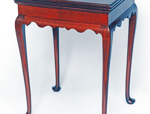 Queen Anne Carved Mahogany Tray Top Tea Table